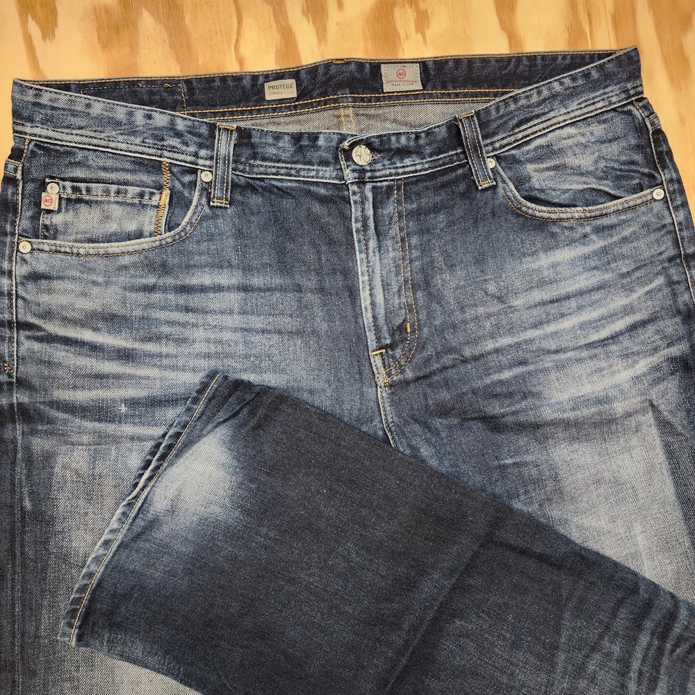 AG Adriano Jeans Mens 38 The Protege Straight Leg Distressed Blue Denim (40x34)